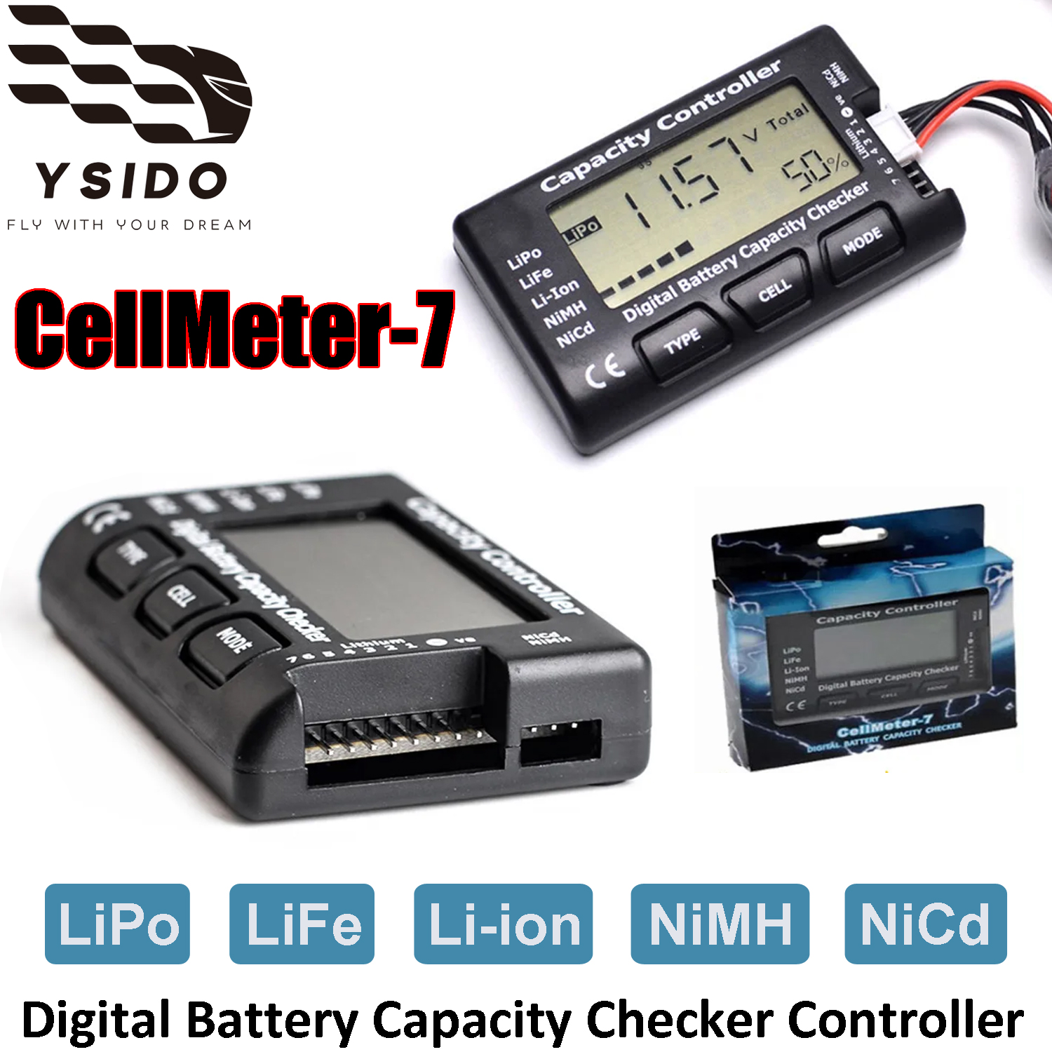 Drone Battery Voltage Checker - YSIDO CellMeter-7 LiPo Battery Tester Digital