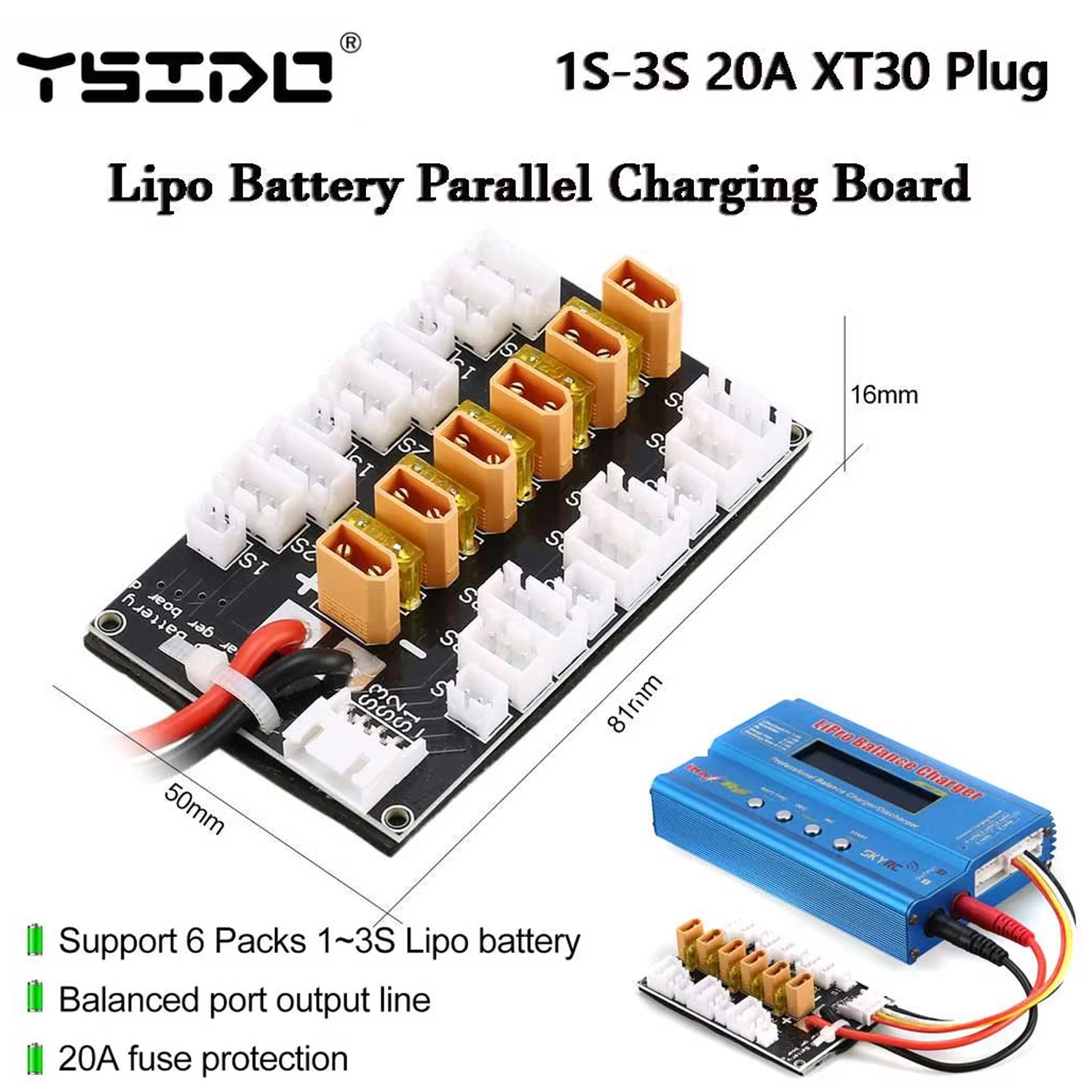 YSIDO Lipo Battery Parallel Ch - Drone Battery Parallel Board recension och pris