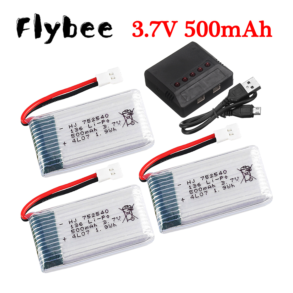 3.7V 500mAh 752540 Lipo Batter - Drone Battery Charger recension och pris
