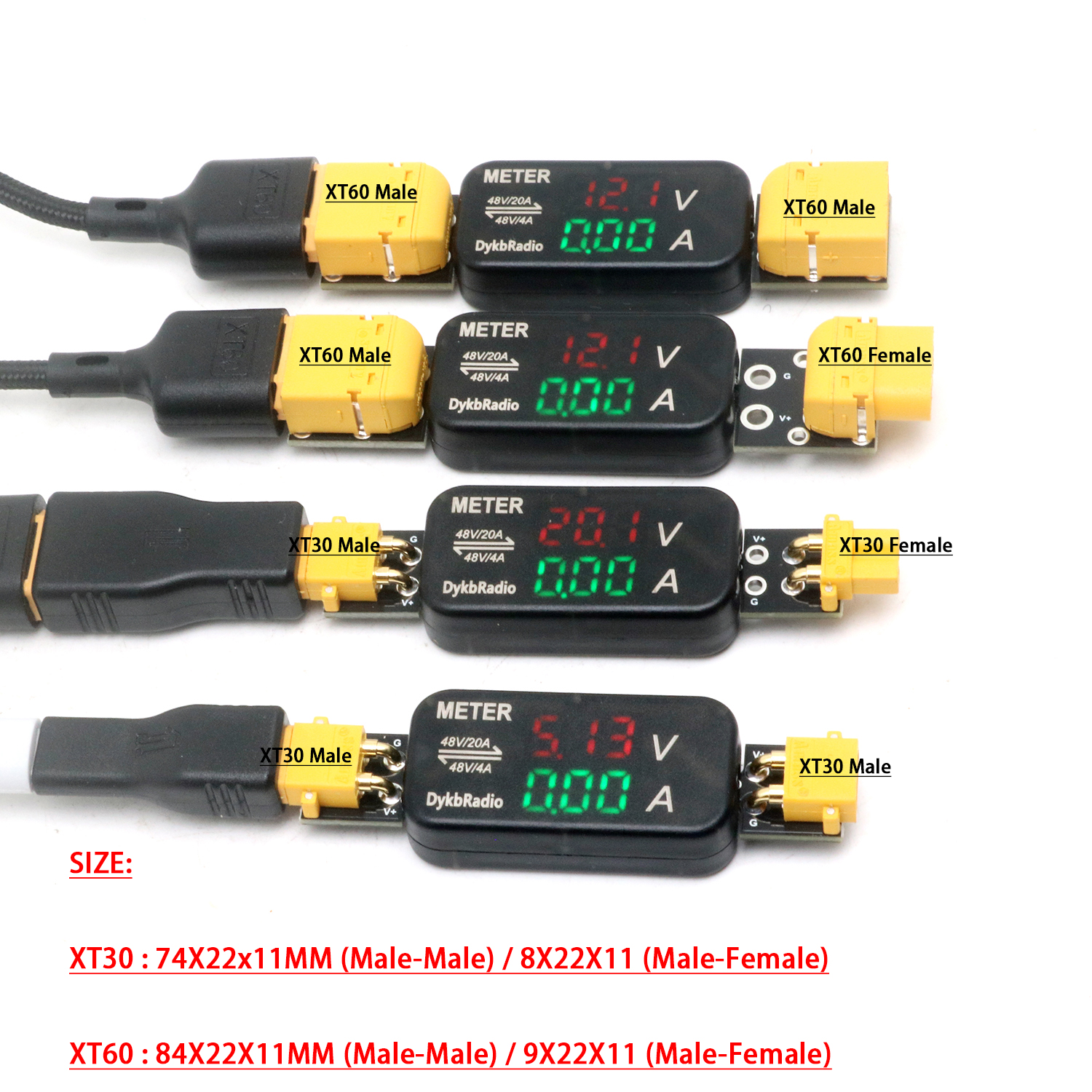 XT30/XT60 20A/4A DC Voltage Cu - Drone Battery Voltage Checker recension och pris