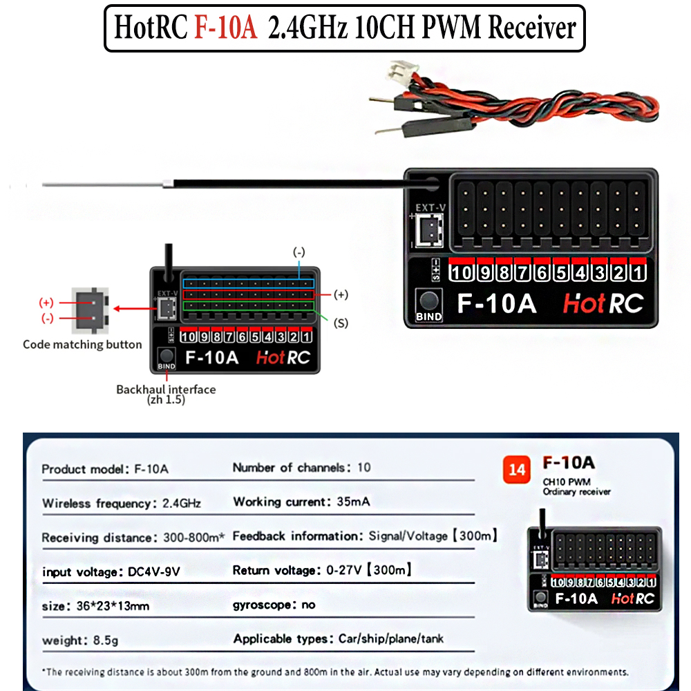 Hotrc Hot rc HT-10A HT10A 2.4G - Drone Battery Connector recension och pris
