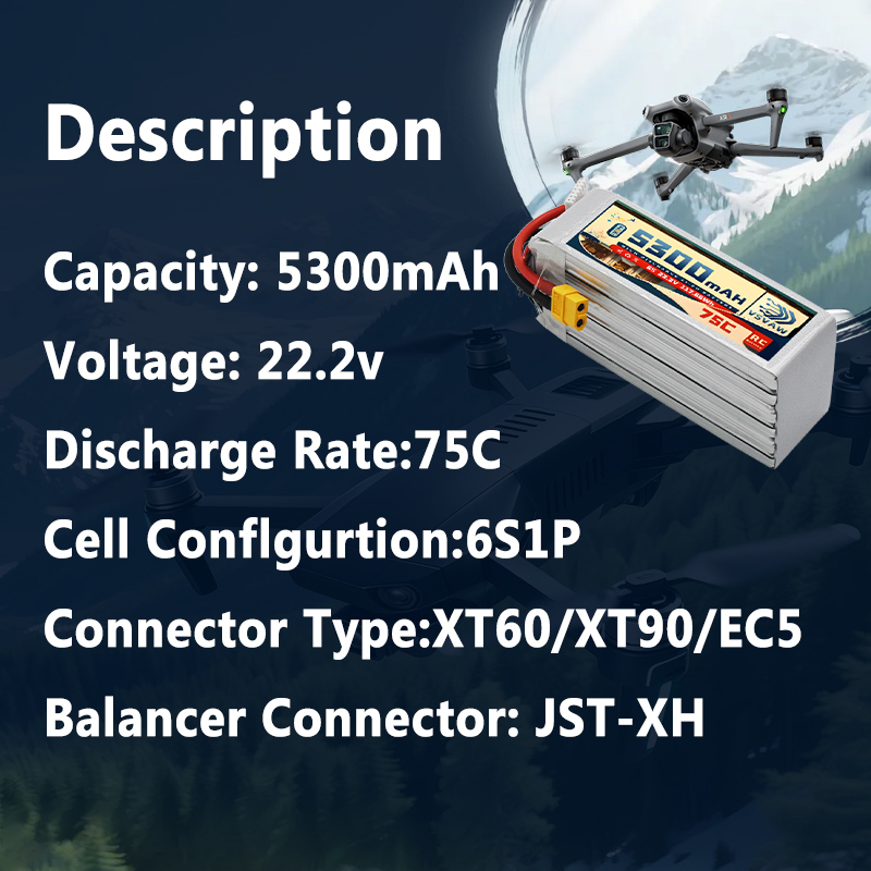 VSVAW 6S 5300mAh Lipo Battery  - Drone Battery Connector recension och pris