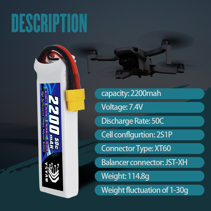 VSVAW 7.4V 2200mah 2S Drone Li - Drone Battery Plate recension och pris