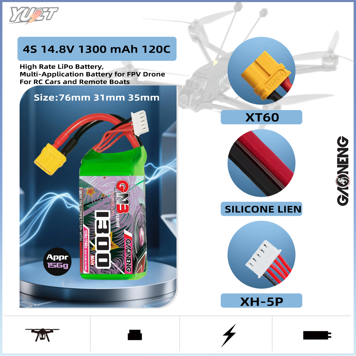 YUCT GNB 6S LiPo Battery 22.2V - Drone Battery 6S recension och pris