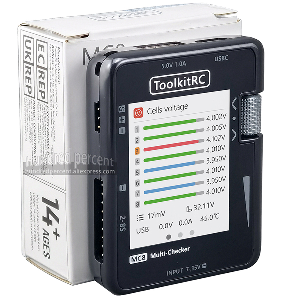 ToolkitRC MC8 Mini Size Cell c - Drone Battery Voltage Checker recension och pris