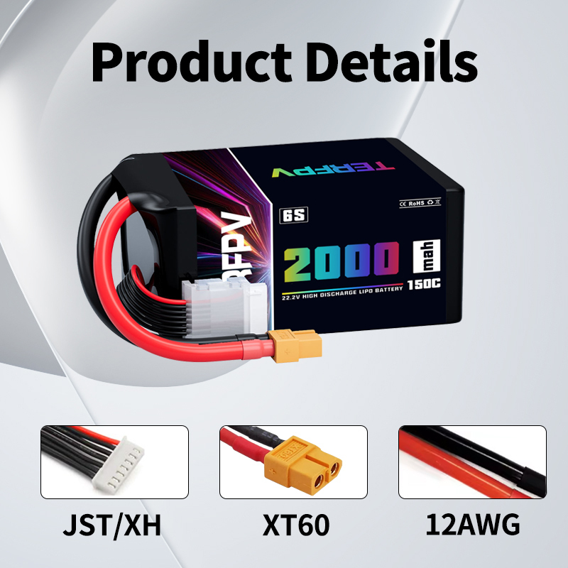 TERFPV 6S 22.2V 2000mAh 150C/3 - Drone Battery Plate recension och pris