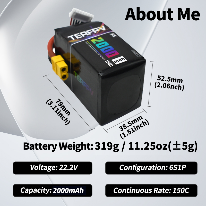 TERFPV 6S 22.2V 2000mAh 150C/3 - Drone Battery Plate recension och pris