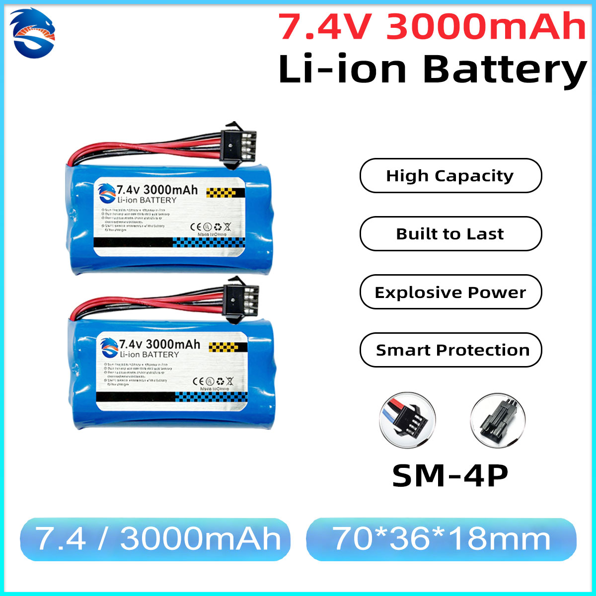 Skymaker 7.4V 3000mAh 2S Li-Io - Drone Battery Li-Ion recension och pris